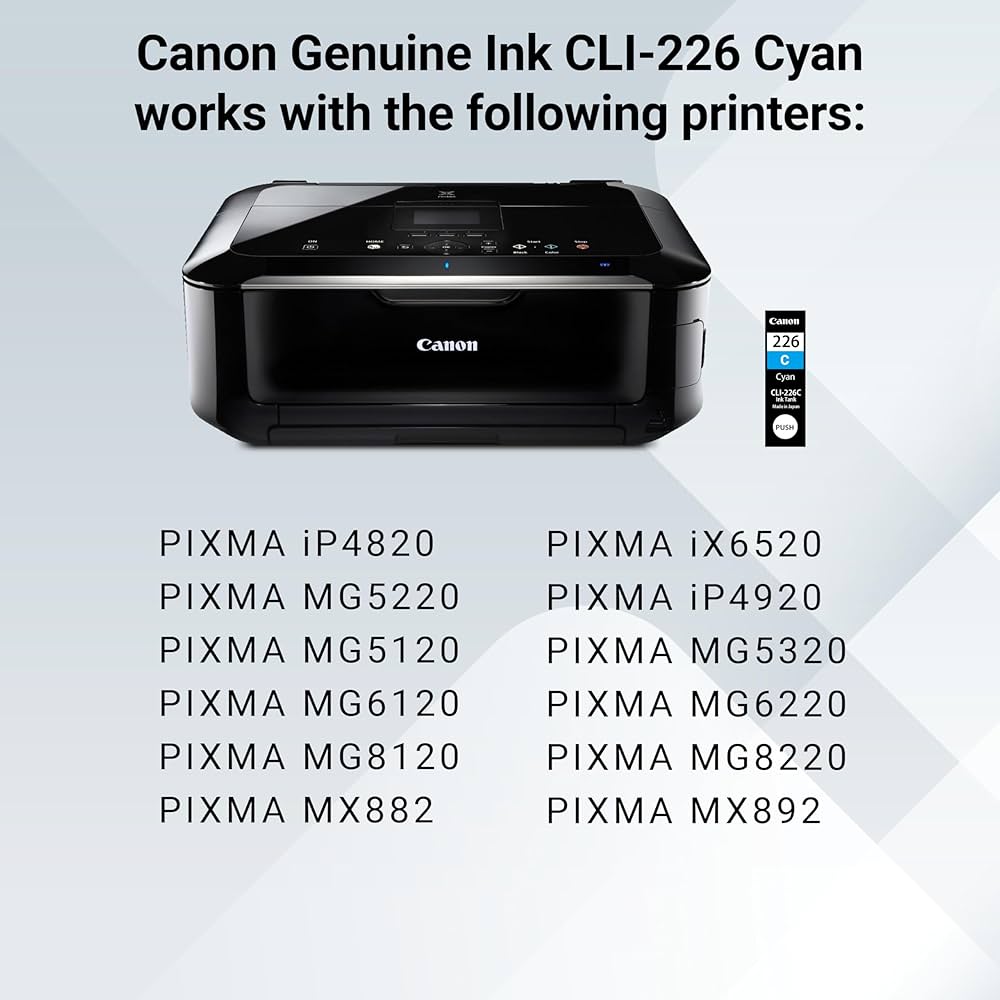 Canon - y706618 Amazon.com: Canon CLI-226 Genuine Cyan Ink Tank, Compatible